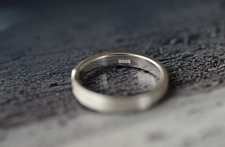Sterling Silver Arrow Couple Ring - Brushed Finish Adjustable Band Set