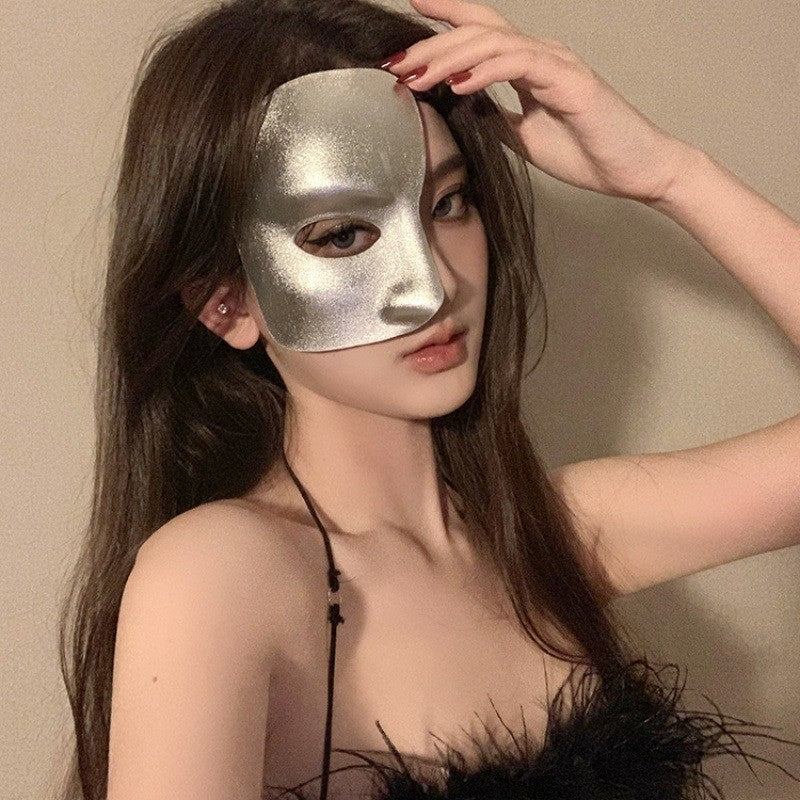 Halloween Half Face Mask - Werewolf White Design