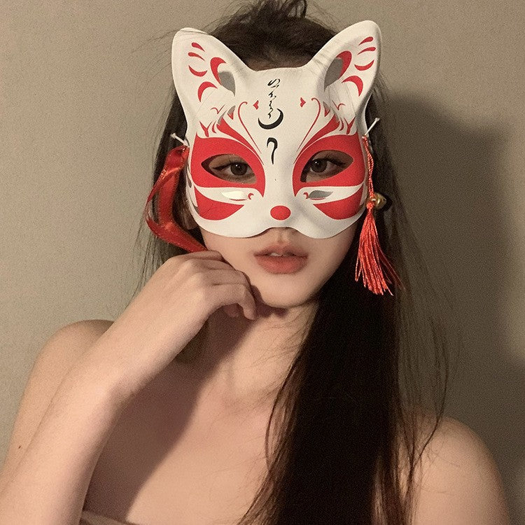 Halloween Half Face Mask - Werewolf White Design