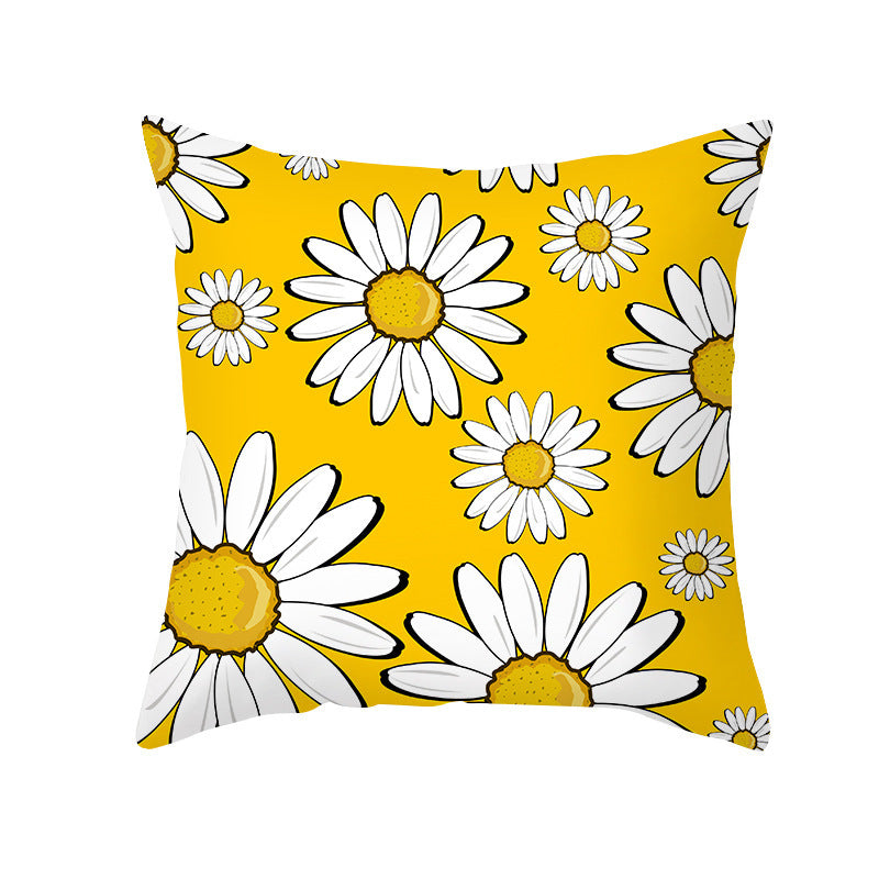 Modern Yellow Daisy Flower Cushion Cover - Creative Letter Print Pillow Case for Home