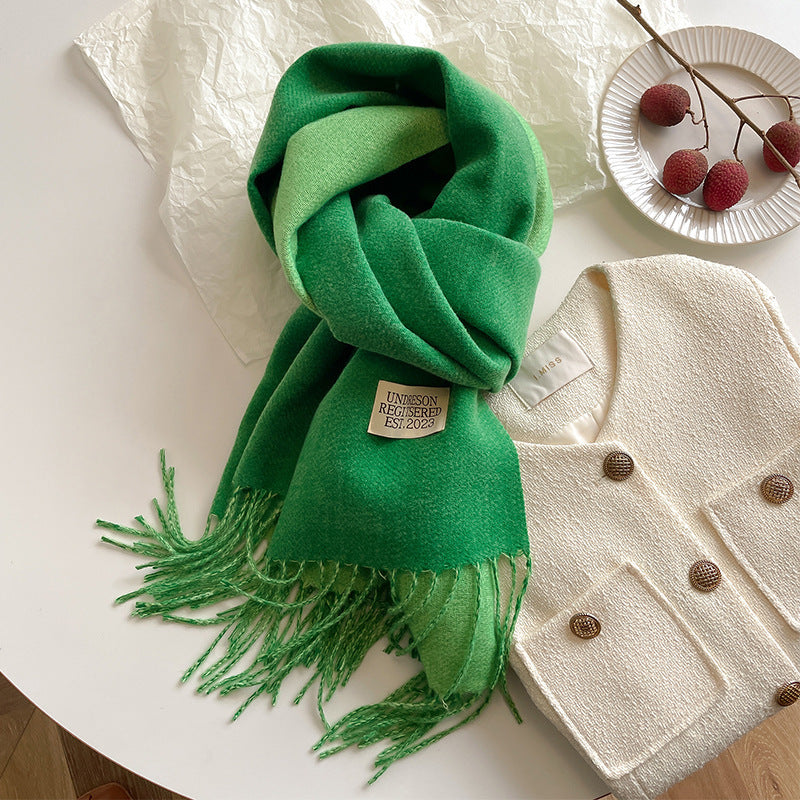 Double-Sided Artificial Cashmere Scarf - Women's Winter Warm Couple Scarf