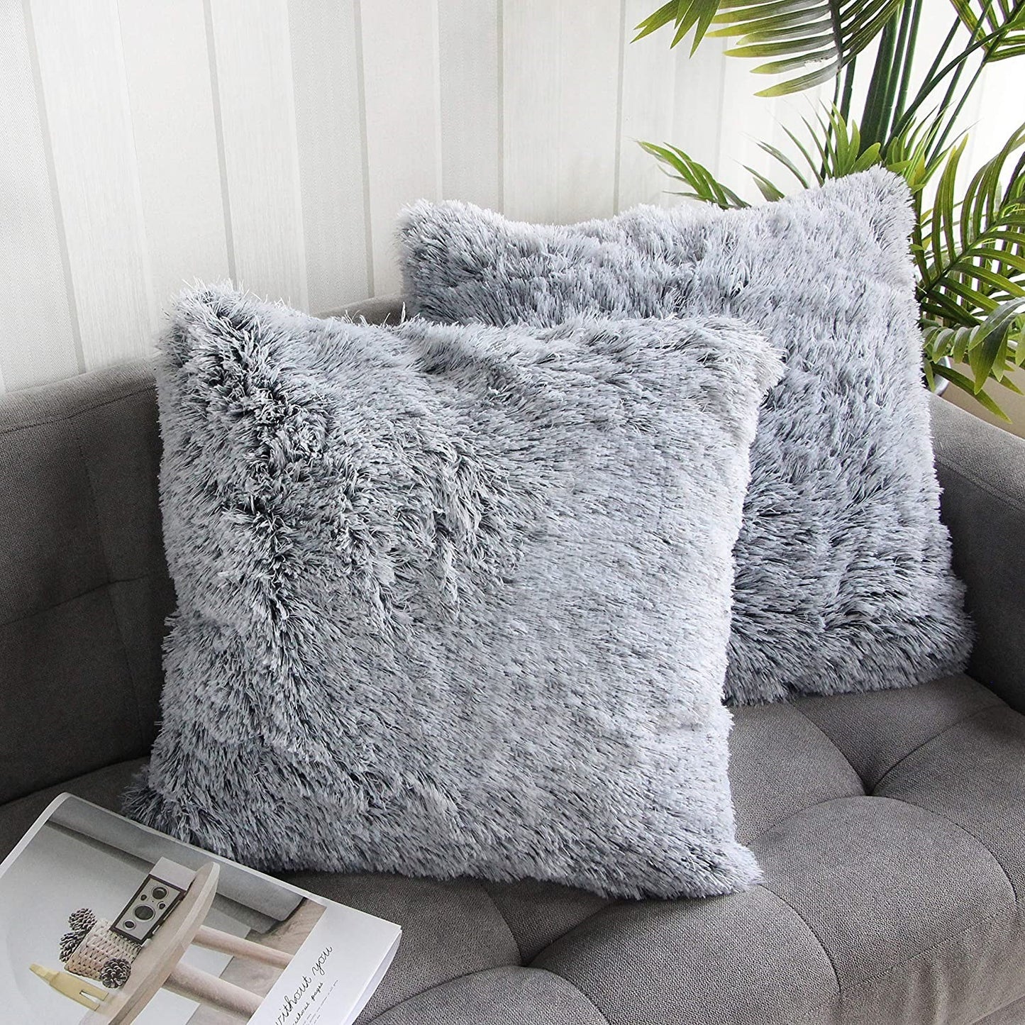 Long hair gradient color pillowcase back cushion plush pillowcase