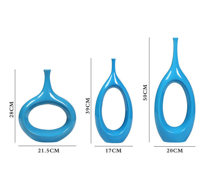 Premium Hollow Ceramic Vase - Modern Home Decoration Centerpiece
