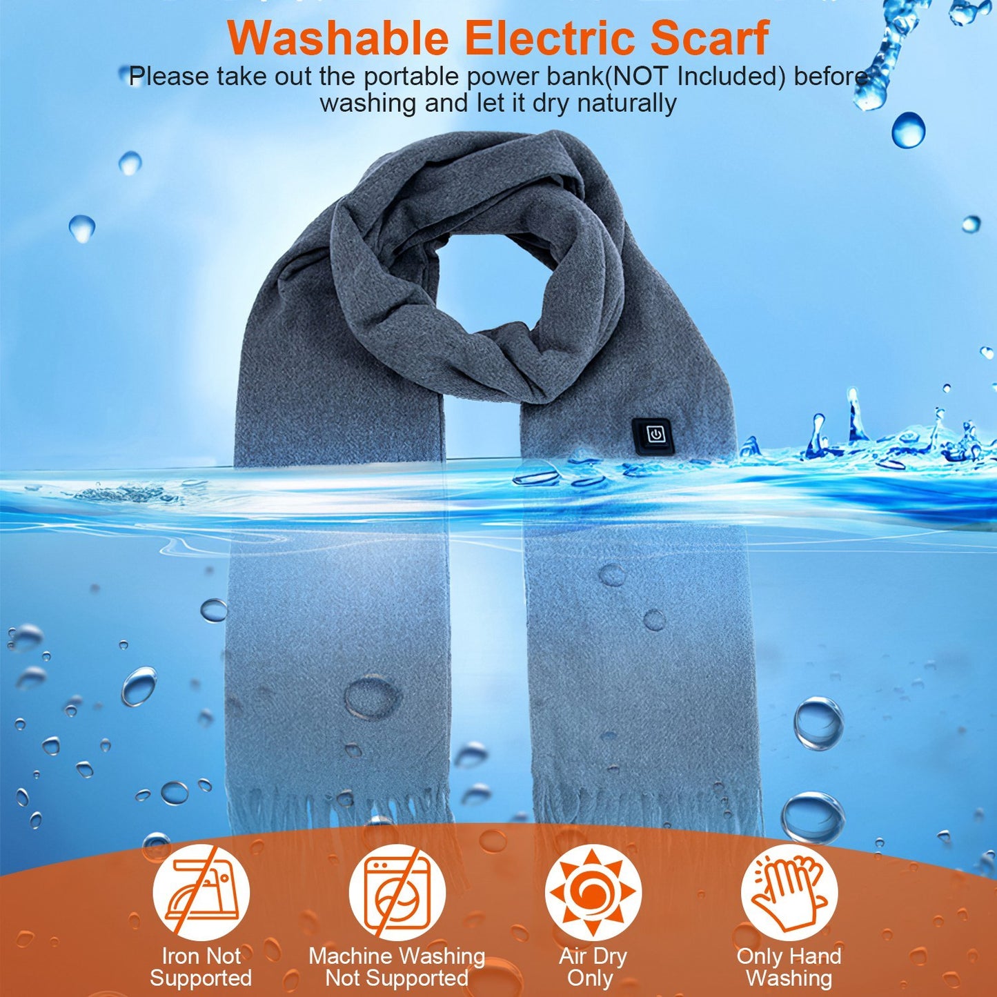 USB Electric Heated Winter Scarf - 3 Heating Modes for Outdoor Activities