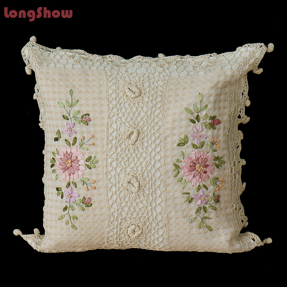 Cotton Pillow Case Satin Embroidered Cushion