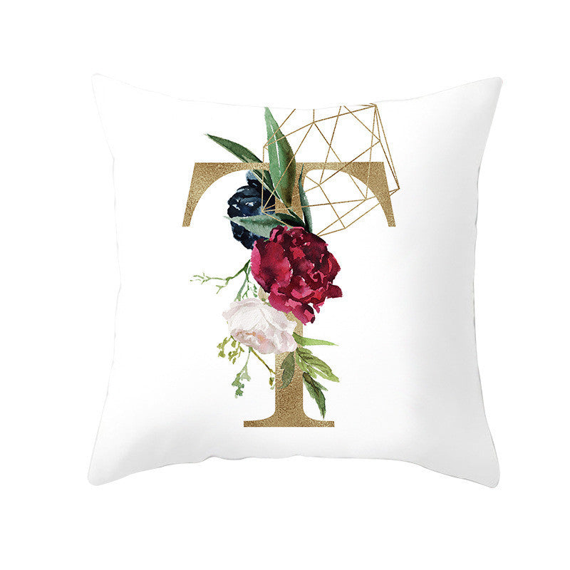 Nordic Style Pillowcase Geometric Golden Letter Pillowcase Peach Skin Sofa Cushion Household Goods