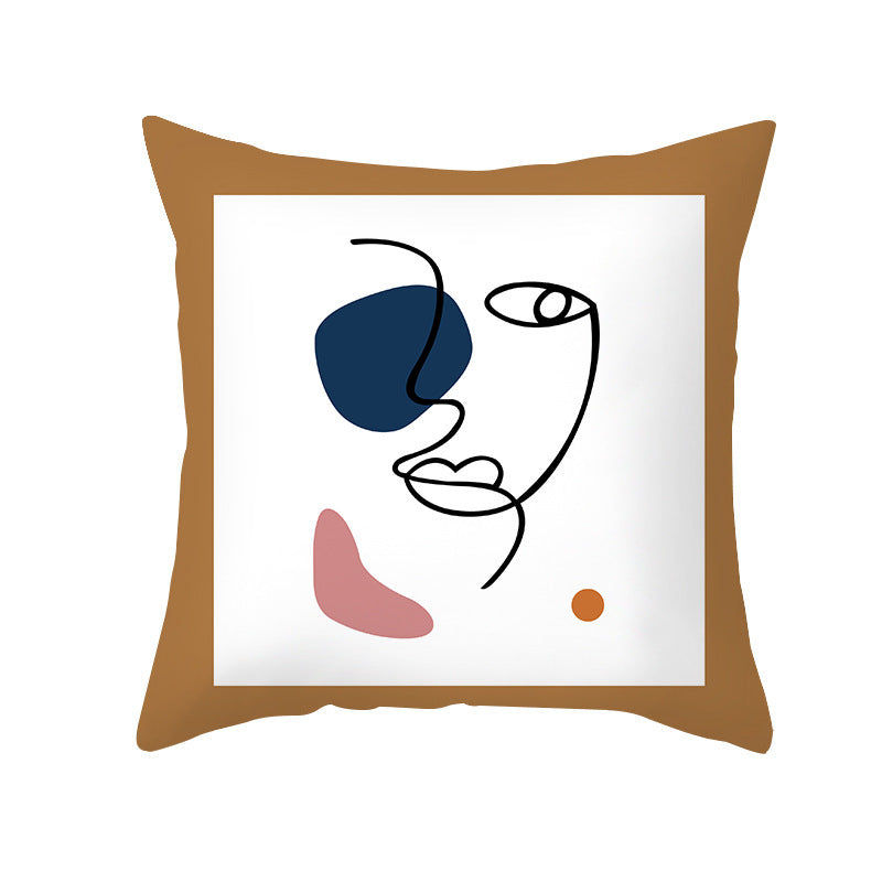 Ins Blue Abstract Super Soft Printing Pillowcase - Retro Art Sofa Cushion for Modern Home