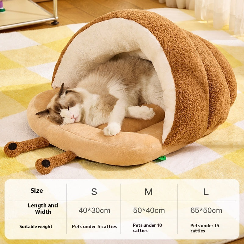 Warm Cat Semi-Closed Snail Slippers Nest - Cozy Pet Bed with Unique Slipper Design