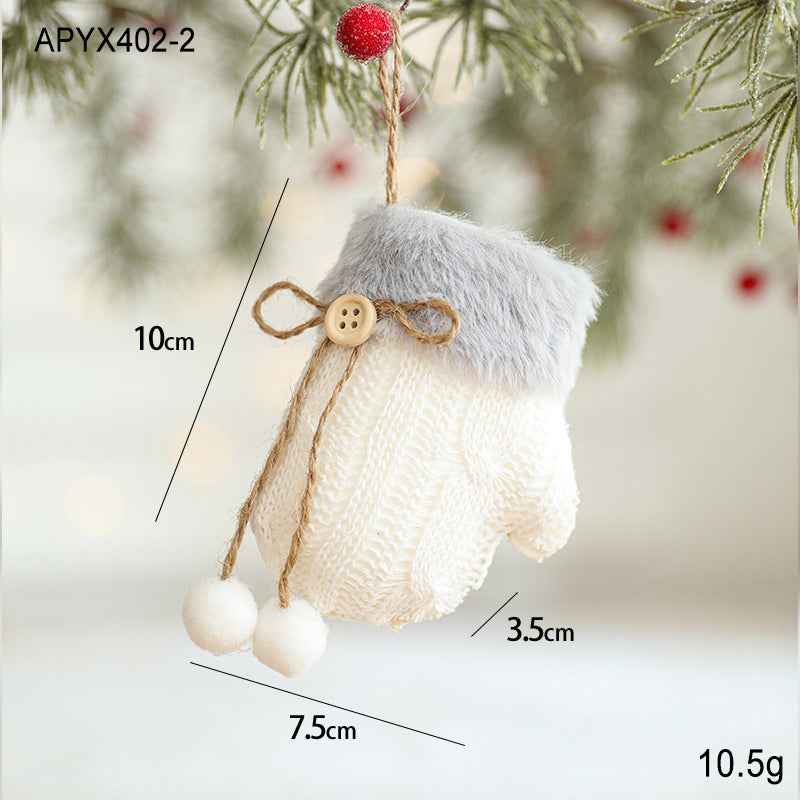 White Plush Christmas Ornaments - Wool Sled & Knitted Gloves Tree Pendant Decorations - DropOnline.co