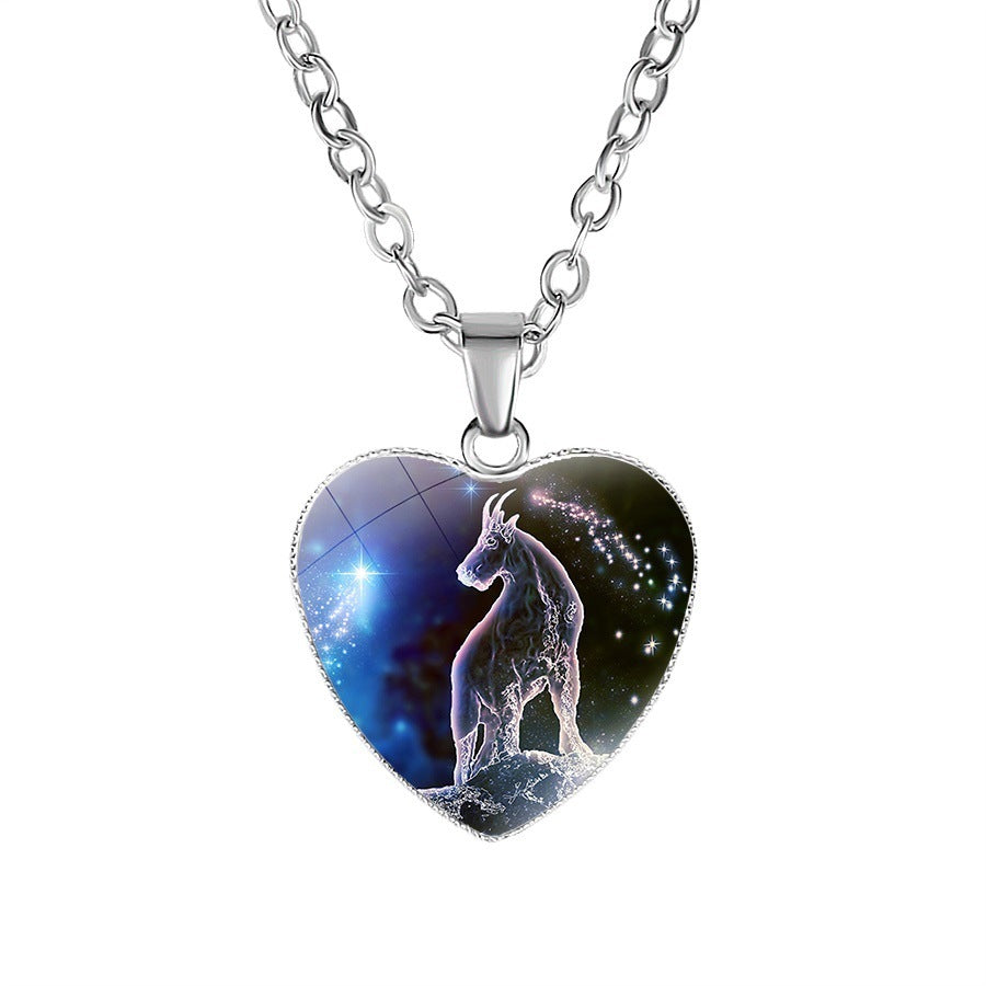 Women's Zodiac Heart Pendant Necklace - Personalized Astrology Jewelry