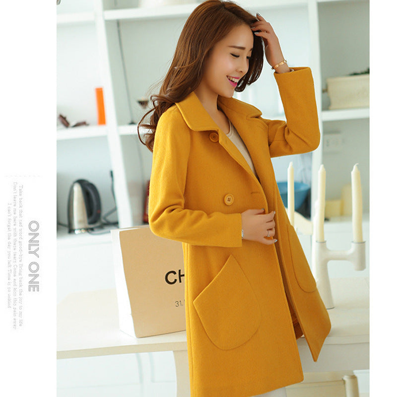 Lapel woolen coat and cloak woolen coat