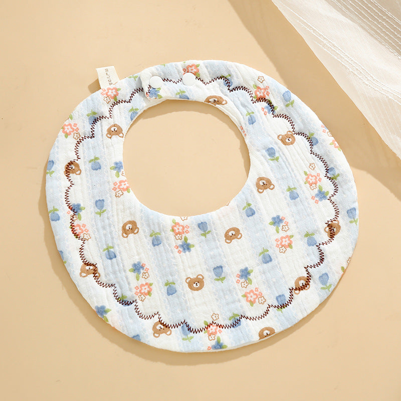 Baby Bib Set - 6-Layer Cotton Anti-Spill Round Bibs