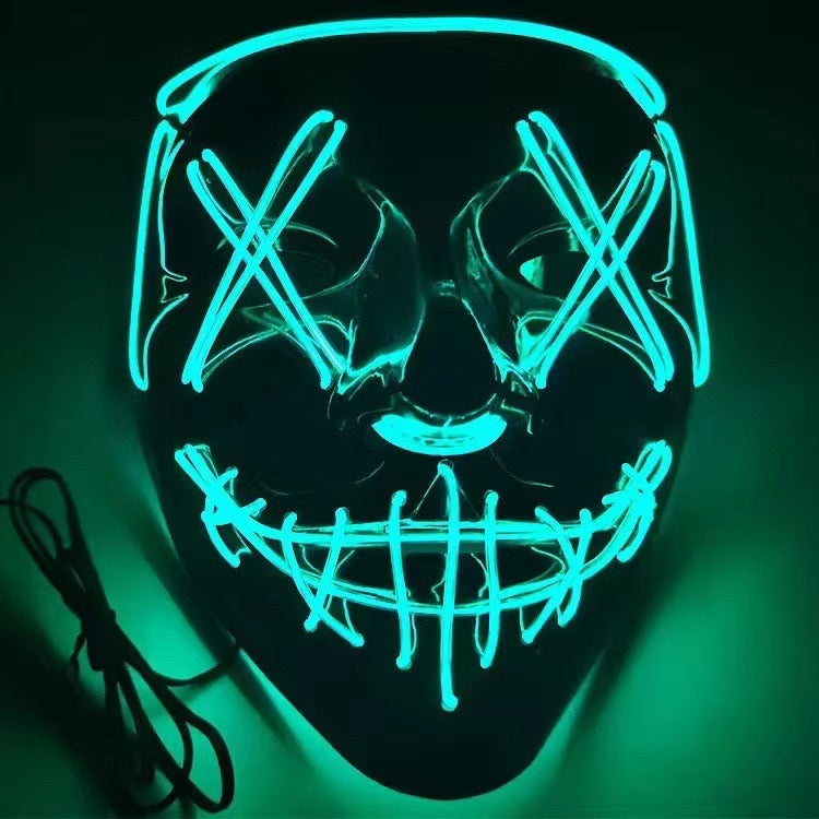 LED Glow V-Shaped Halloween Mask - Blue Light Design