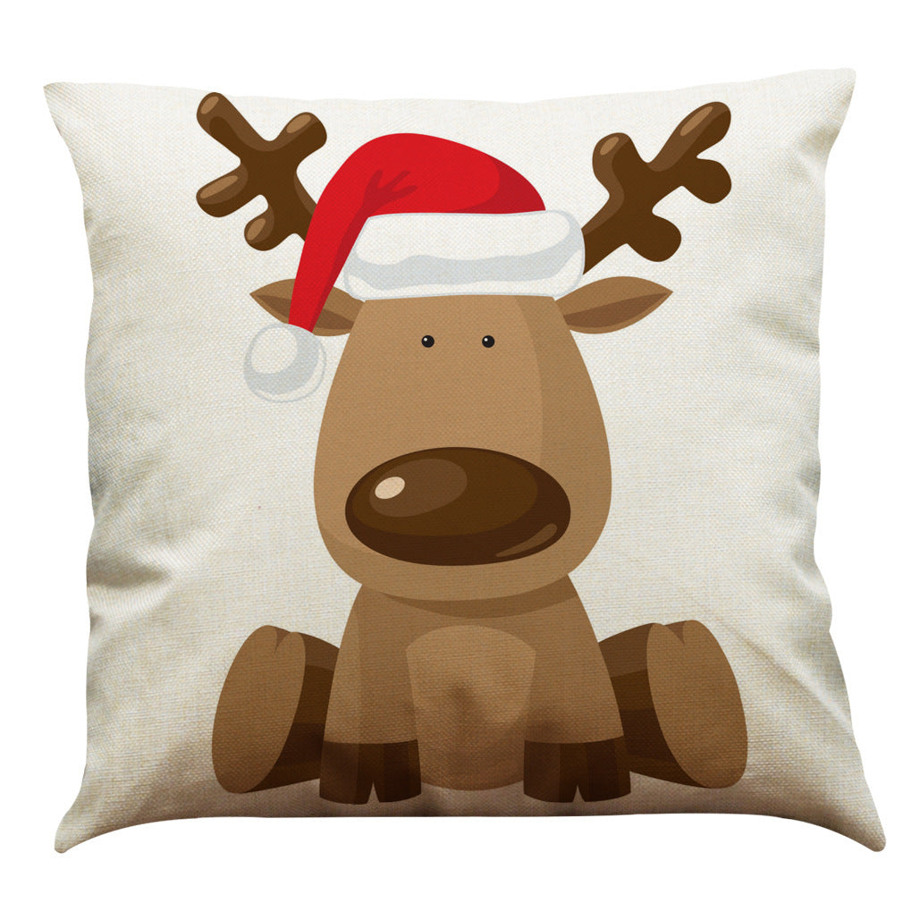 Christmas Cotton Linen Sofa Car Cushion Pillowcase