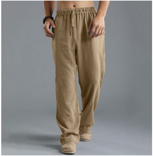 Men's Breathable Linen Casual Sports Pants - Loose Fit Summer Trousers