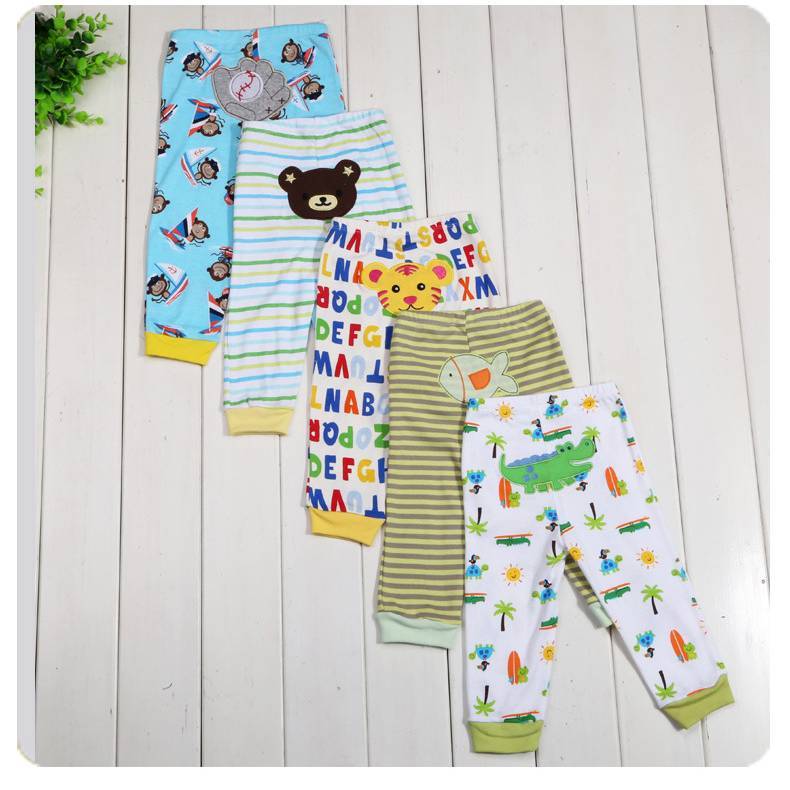 Children's Cartoon Print Leggings 5-Pack - Soft Cotton Pants for Kids