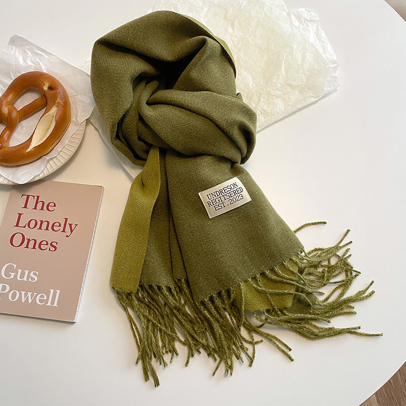 Double-Sided Artificial Cashmere Scarf - Women's Winter Warm Couple Scarf