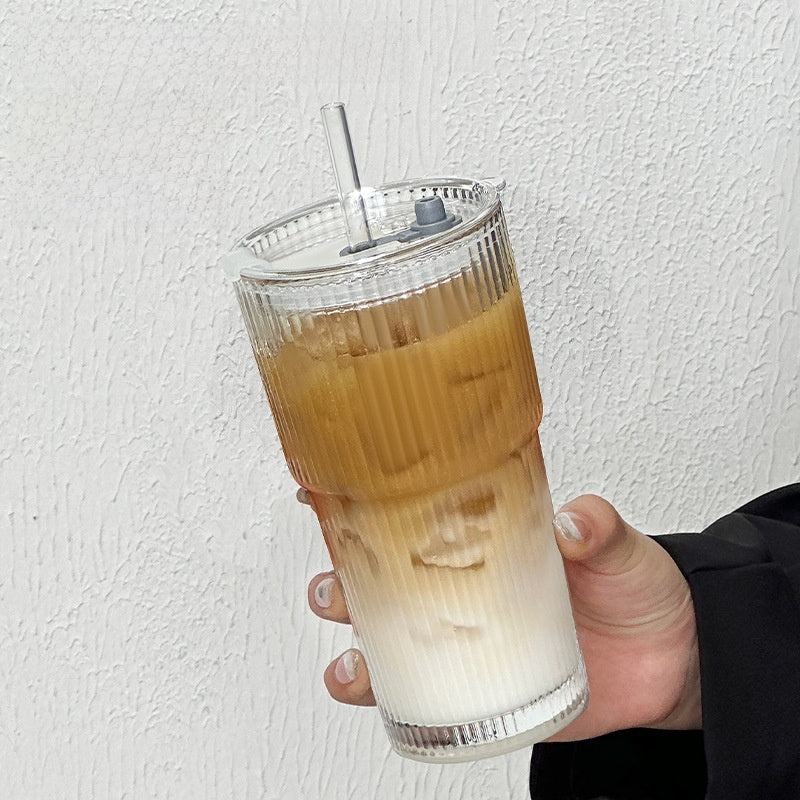 Premium Glass Cold Drink Cups - Stylish Coffee & Juice Tumblers