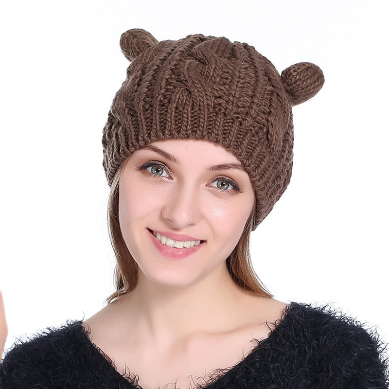 Autumn Winter Cat Ear Knit Beanie - Cute Animal Ear Hat