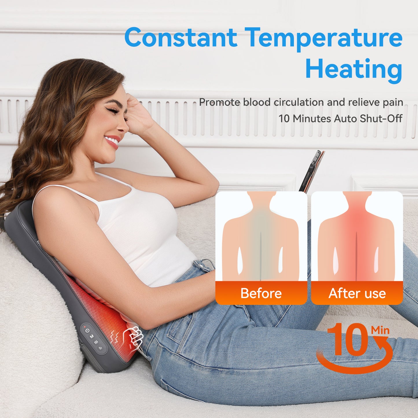 Short Walk Cushion Massager, Kneads And Heats The Waist And Back, Suitable For Office And Home Use, Portable Multi-functional Massage Device
