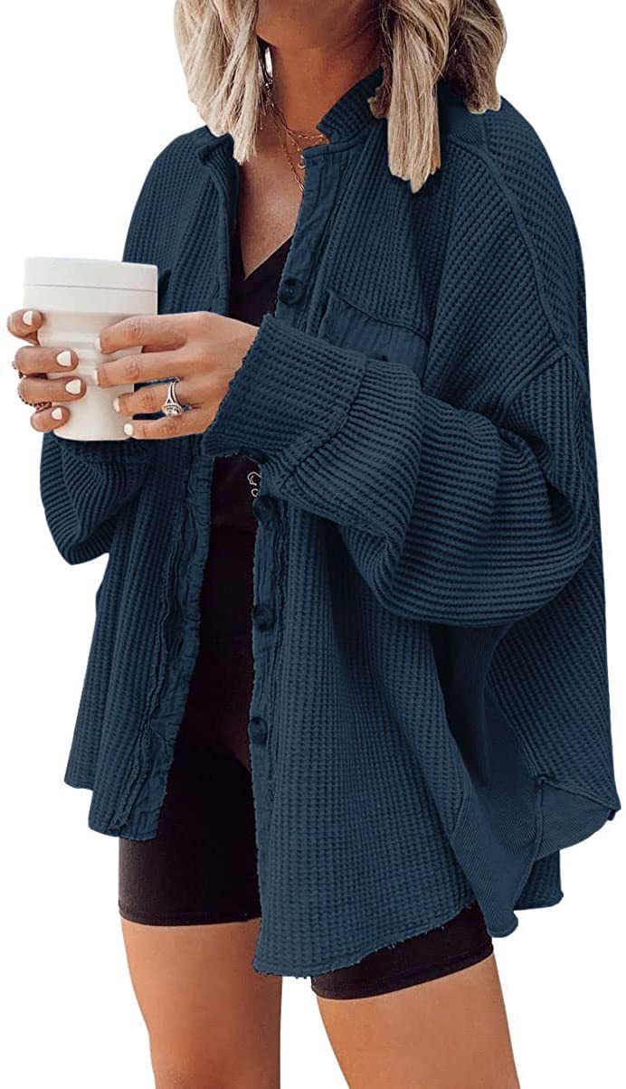 Women's Patchwork Irregular Shirt Jacket - Loose Long Sleeve Top