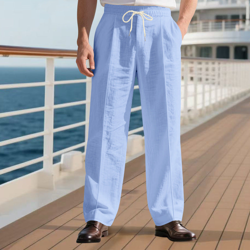 Men's Breathable Linen Beach Pants - Loose Fit Casual Summer Trousers