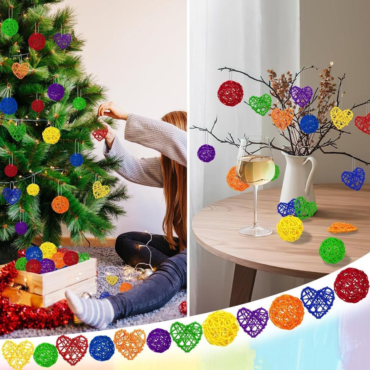 48Pcs Colorful Wicker Rattan Balls