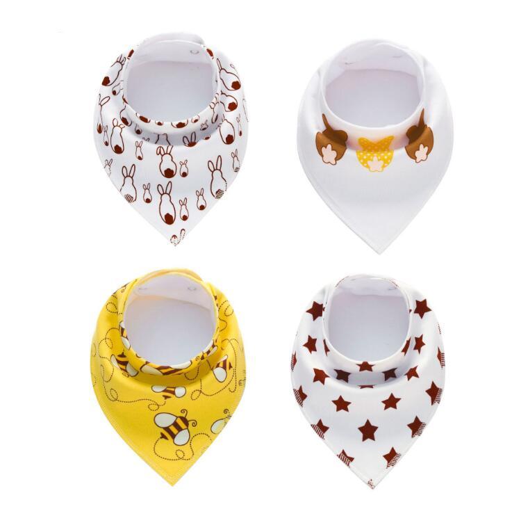 Baby Bandana Bibs 4-Pack - Cotton Triangle Drool Bibs with Arrow & Wave Prints