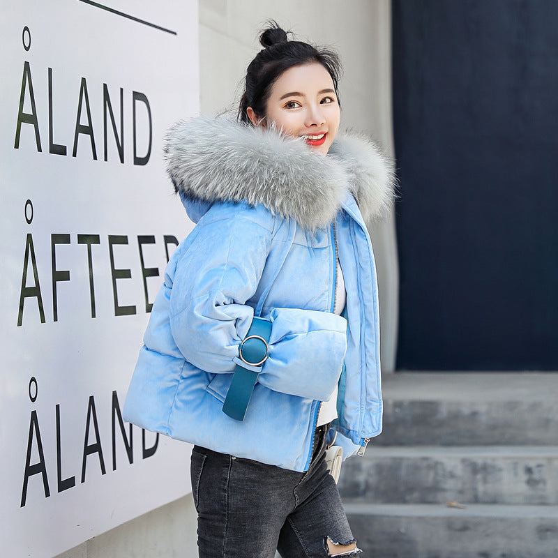 Big fur collar bread coat cotton coat