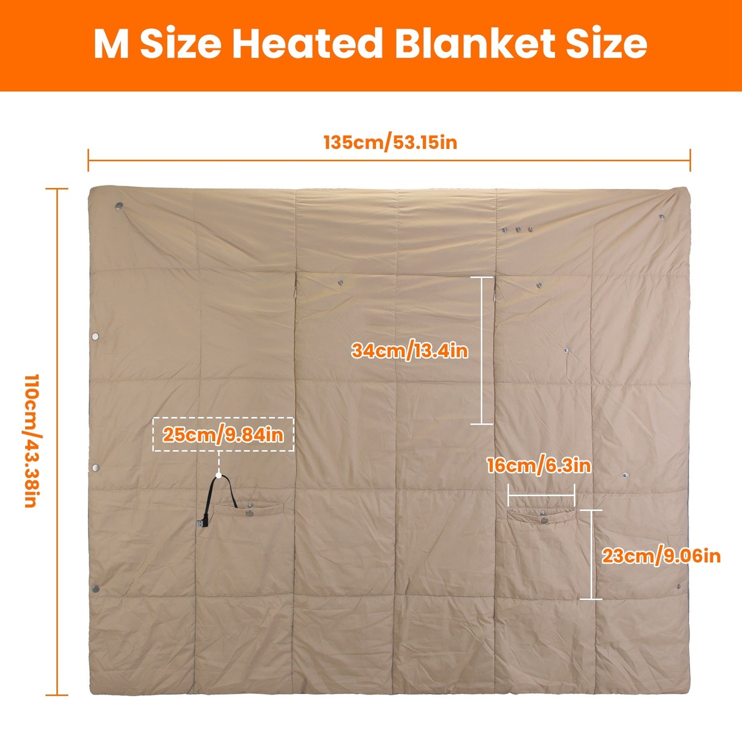 USB Heated Blanket - Electric Heated Poncho Shawl with 3 Heating Levels & 6 Zones
