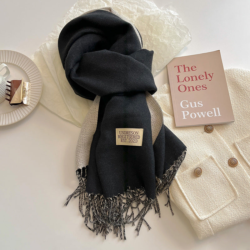 Double-Sided Artificial Cashmere Scarf - Women's Winter Warm Couple Scarf