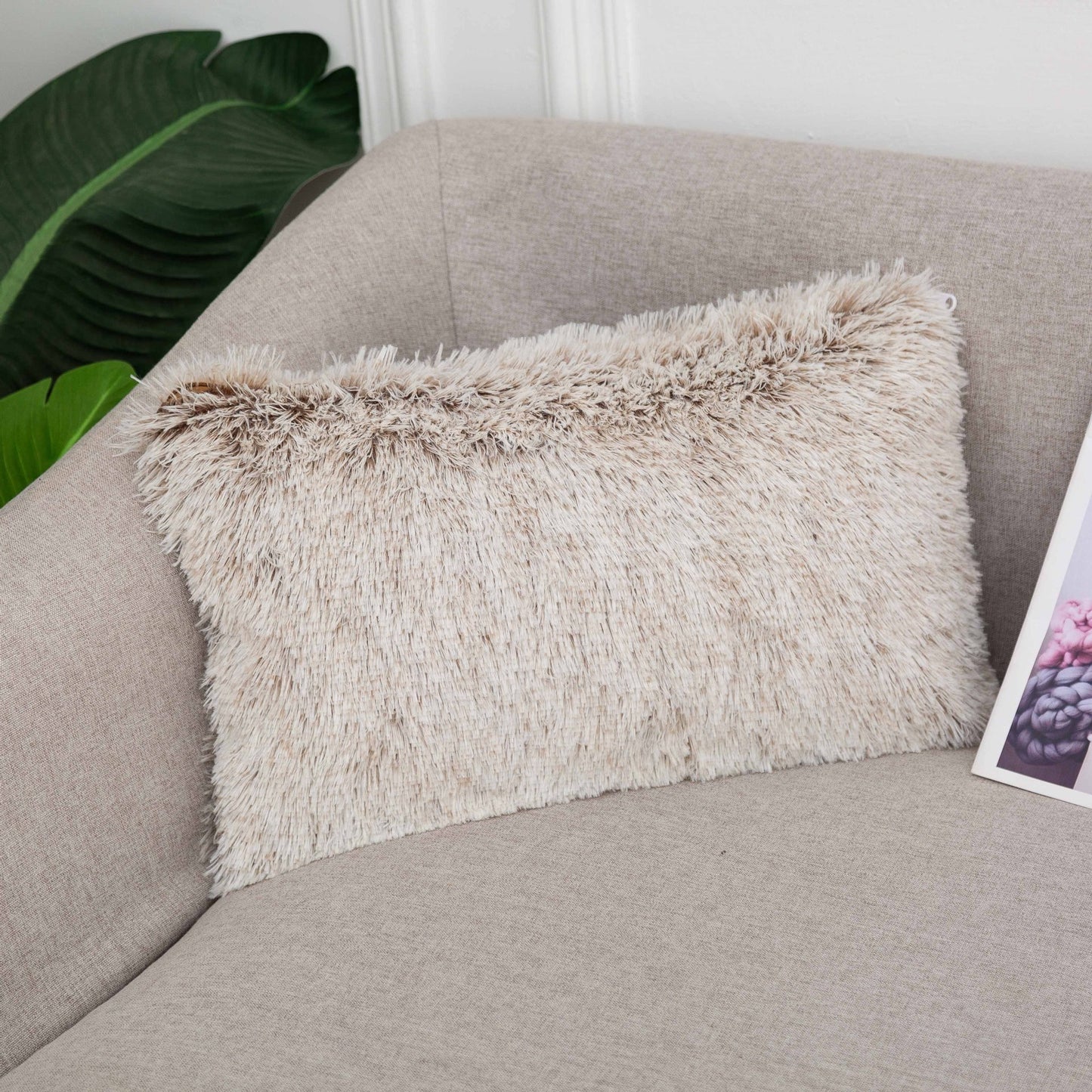 Long hair gradient color pillowcase back cushion plush pillowcase