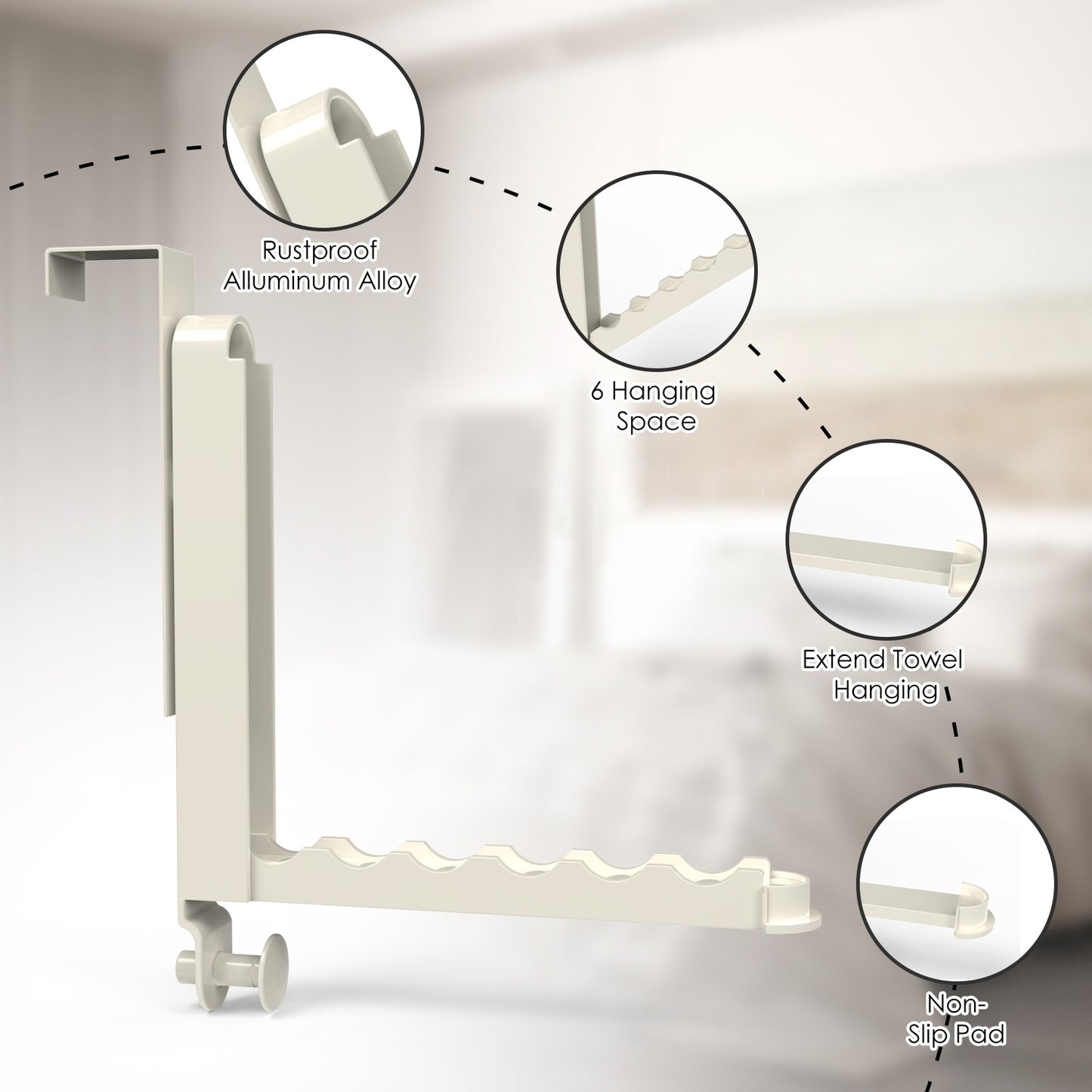 2Pcs Over The Door Hanger Hooks For Clothes Foldable Clothes Drying Rack For Laundry Coats Towels Portable Clothing Hanger Hook For 1.81In Thickness Door Maximum