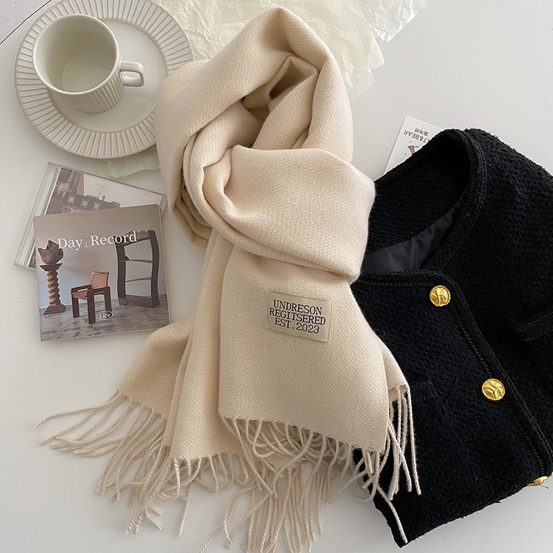 Double-Sided Artificial Cashmere Scarf - Women's Winter Warm Couple Scarf