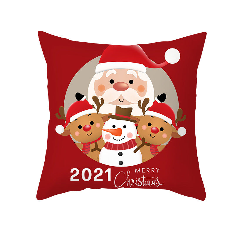 Cartoon Santa Claus Series Peach Skin Sofa Cushion Cover - Fun Christmas Holiday Decoration