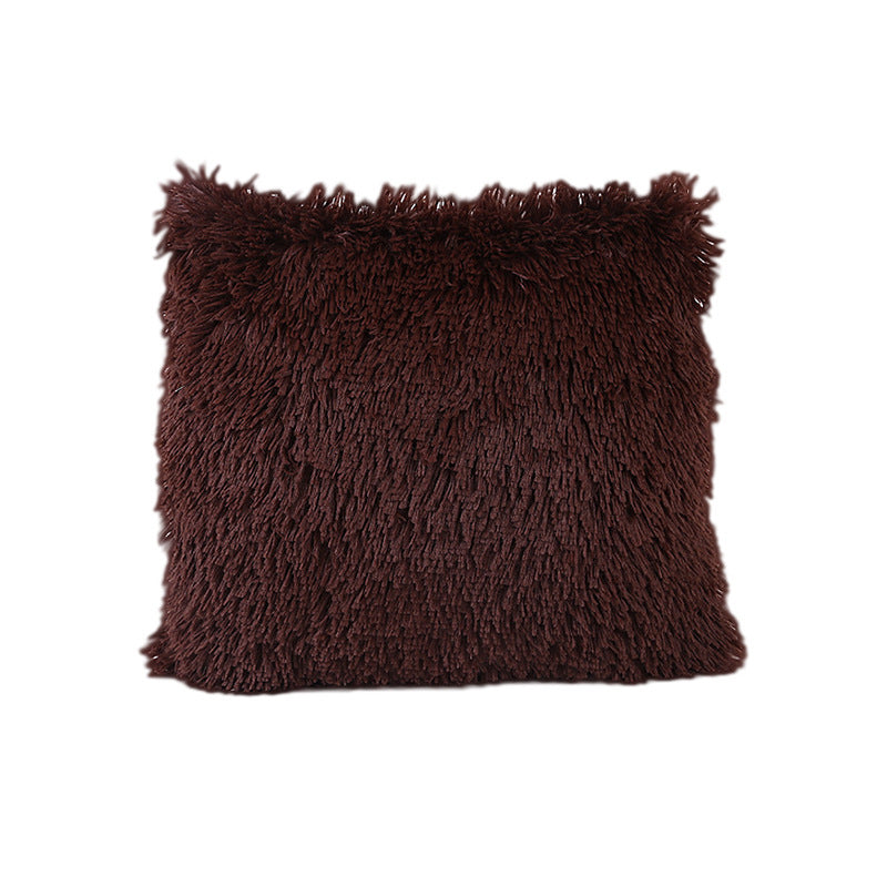 Living Room Bedroom Sea Velvet Solid Color Cushion Cover