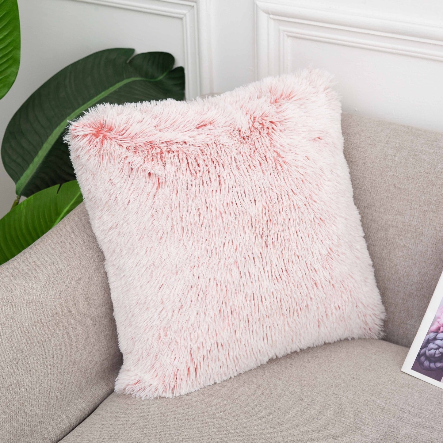 Long hair gradient color pillowcase back cushion plush pillowcase