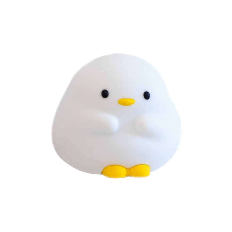 Cute Duck LED Night Lamp - Cartoon Silicone USB Rechargeable Sleeping Light with Touch Sensor Timing