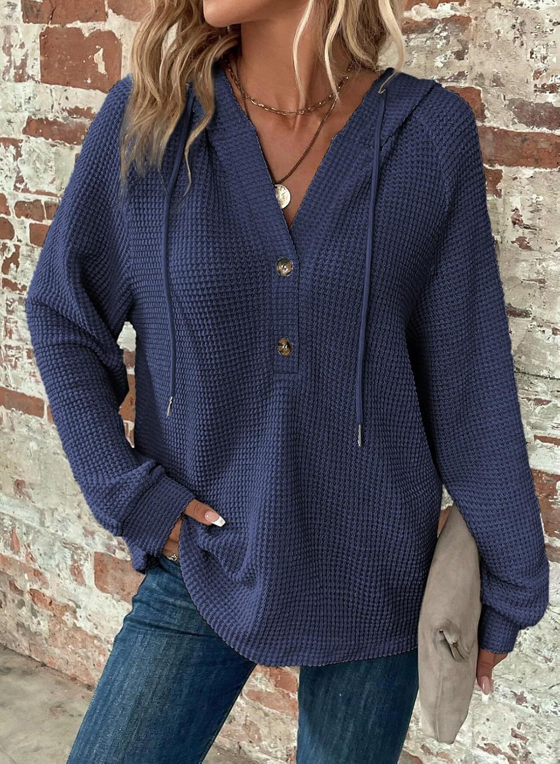 Women's V-Neck Long Sleeve Pullover Sweater - Casual Sports Style