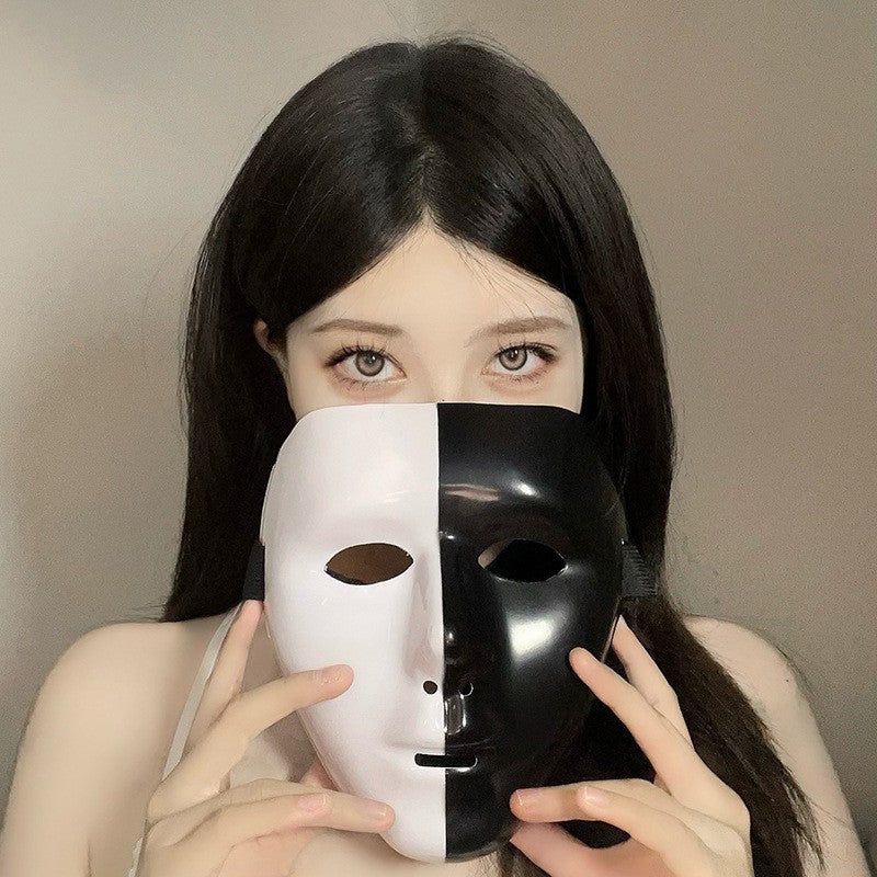 Halloween Half Face Mask - Werewolf White Design