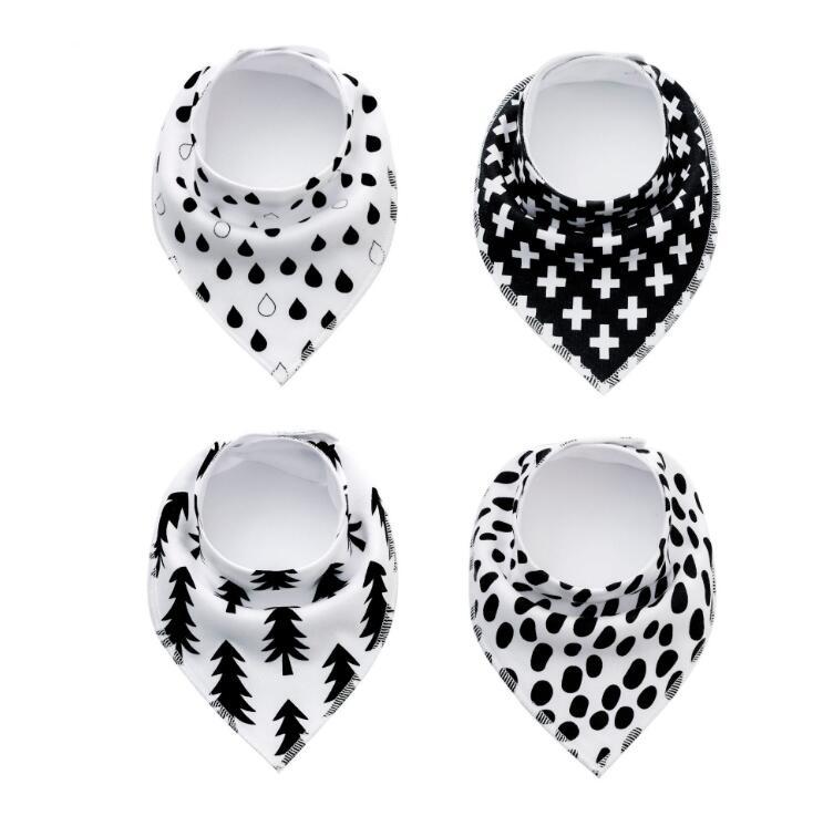 Baby Bandana Bibs 4-Pack - Cotton Triangle Drool Bibs with Arrow & Wave Prints