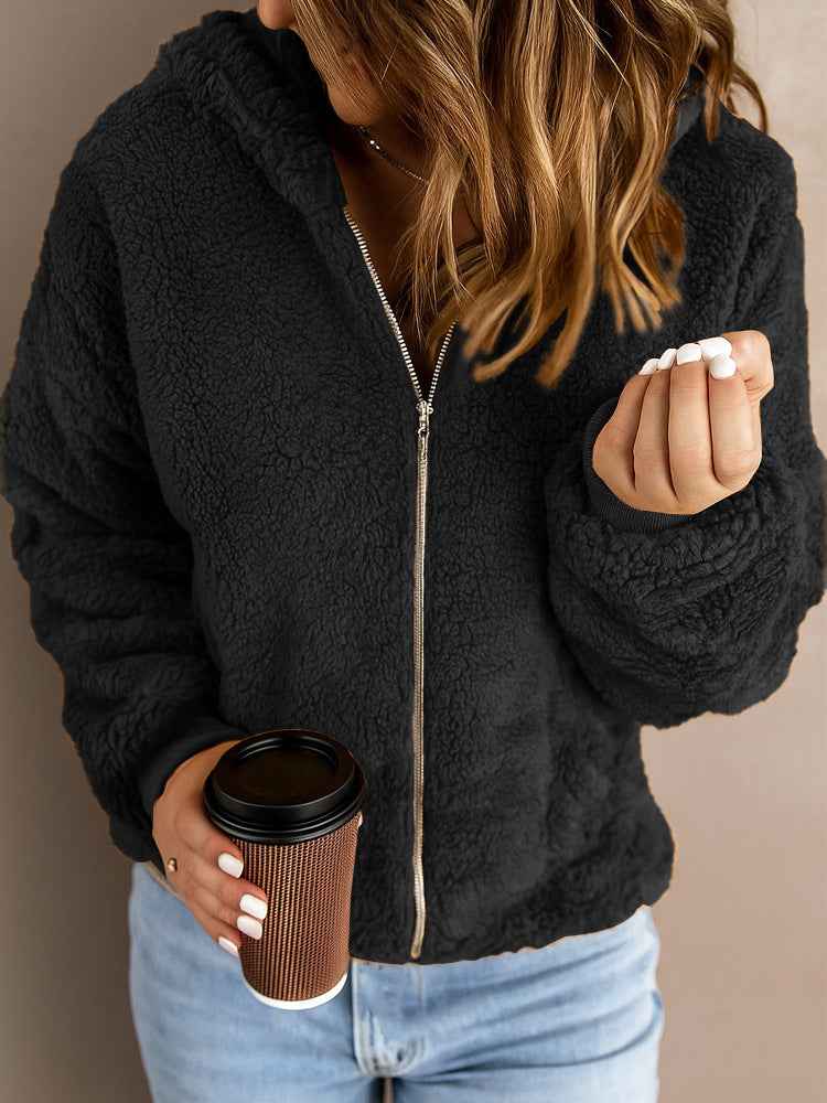 Women's Casual Hooded Long Sleeve Pullover Plush Coat