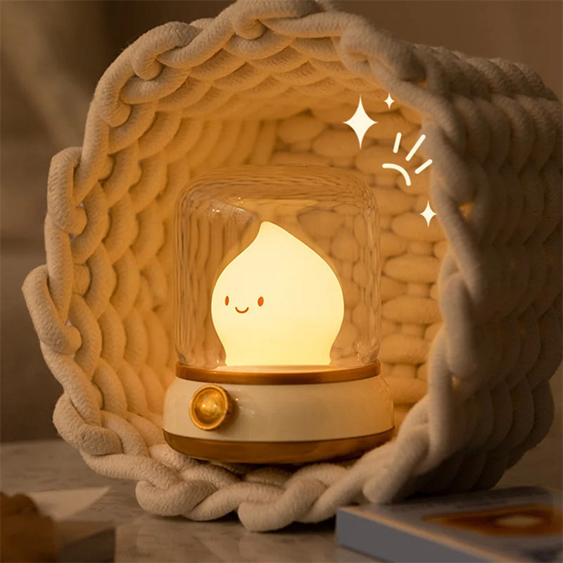 Retro Small Night Lamp - Bedroom Mini Desktop LED Cute Rechargeable Portable Cartoon Table Lamp