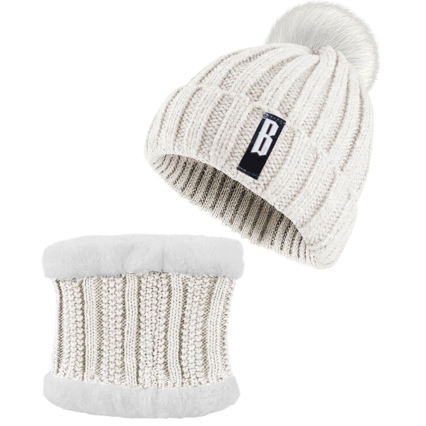 Women's Winter Beanie Hat & Scarf Set - Warm Knitting Gift Set for Outdoors