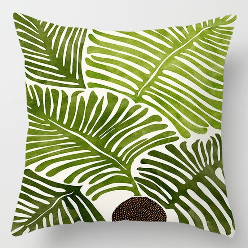 Floral Plant Pattern Cushion Cover - Botanical Bedroom Decor Throw Pillow Case