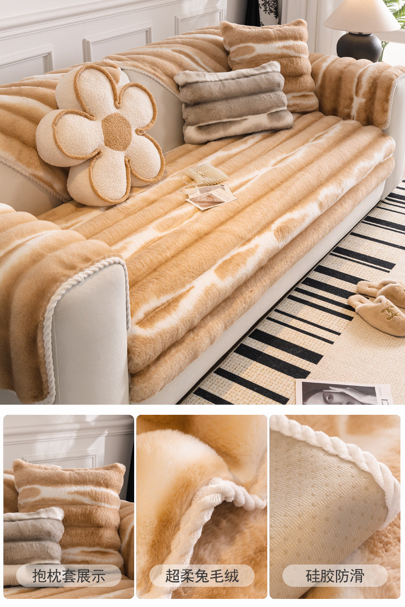 Rabbit Plush Sofa Cushion Non-slip Thickened Cushion