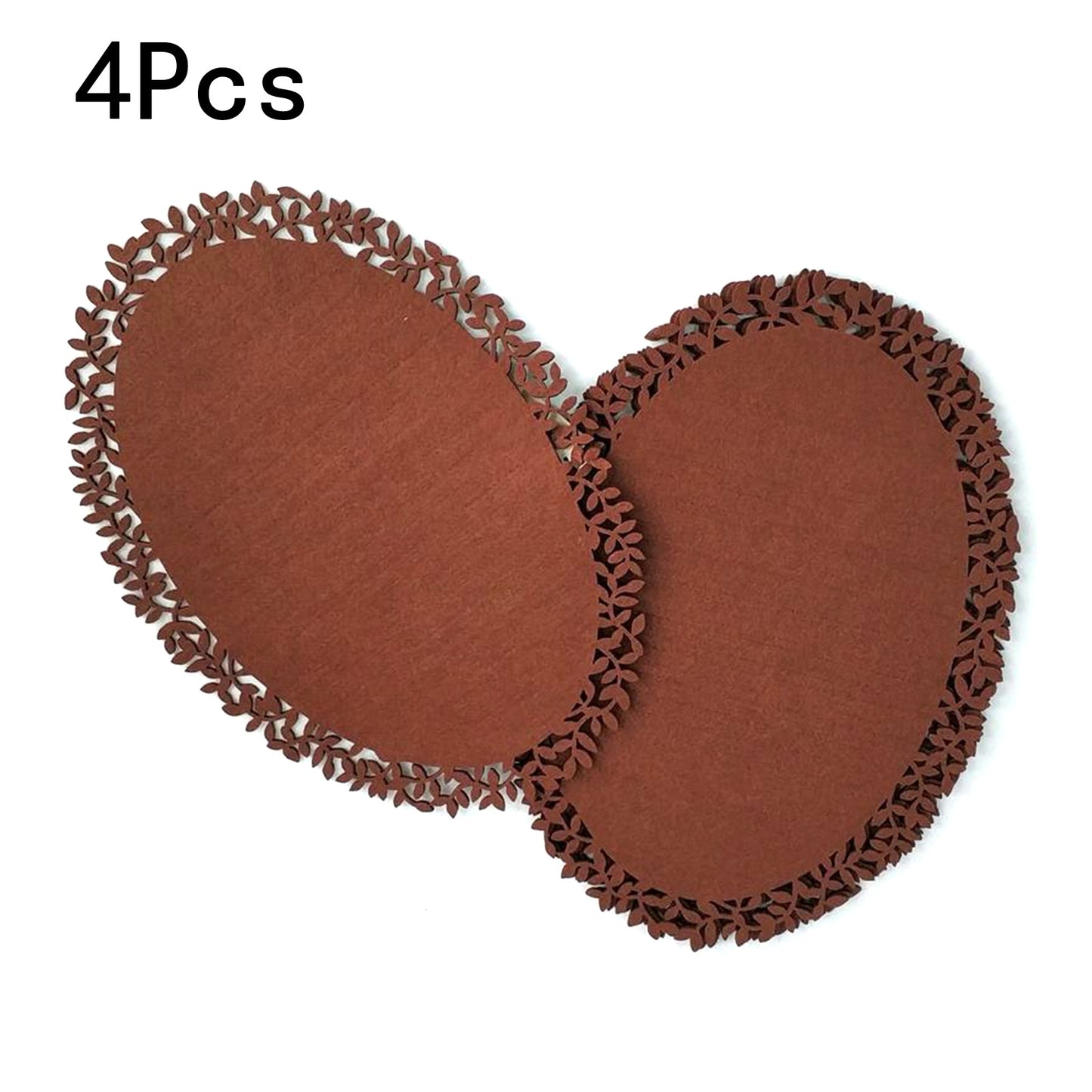 Premium Felt Placemats Set of 4 - Leaf Edge Design Heat Resistant Table Mats