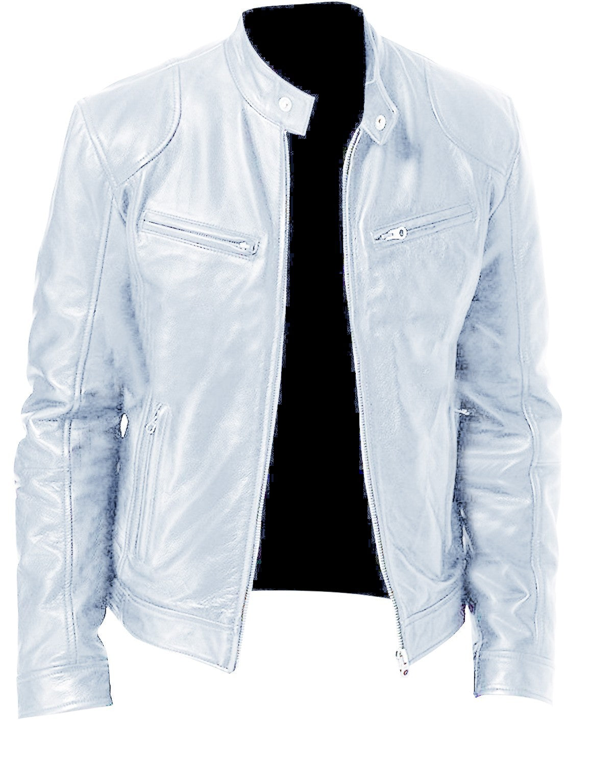 Men's Gentleman's Warm Zipper Cardigan - PU Leather Pocket Decorated Coat