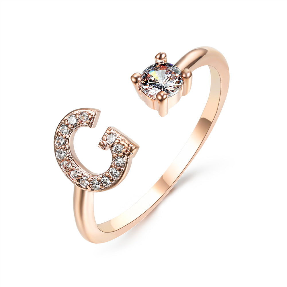 Adjustable Initial Letter Ring - Personalized Alphabet Jewelry