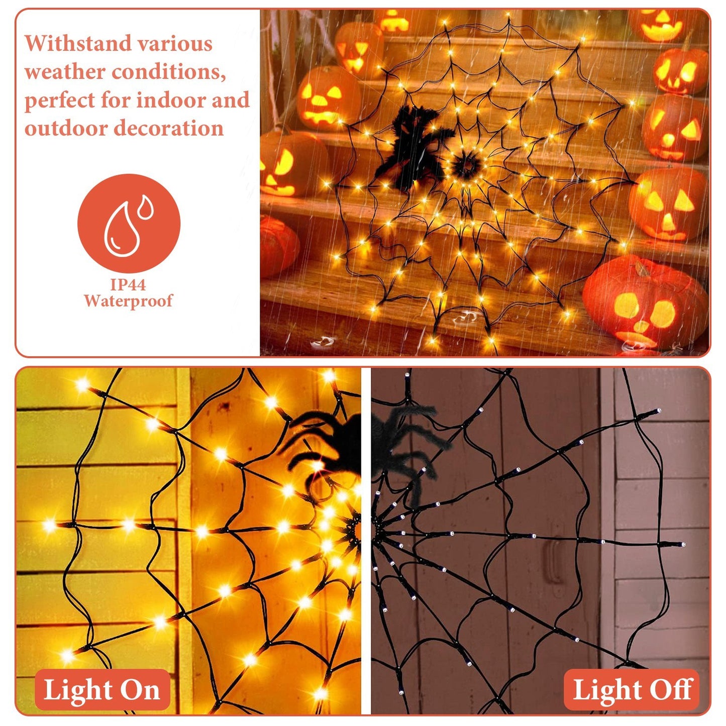 3.28ft Spider Web Light - 70 LED Battery Powered with Remote Control